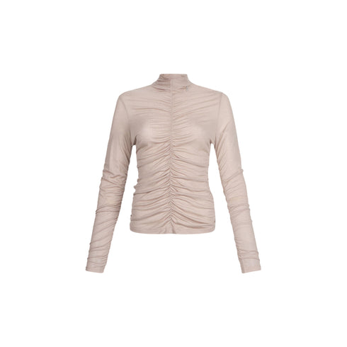Maglia Donna arricciata in misto lana beige